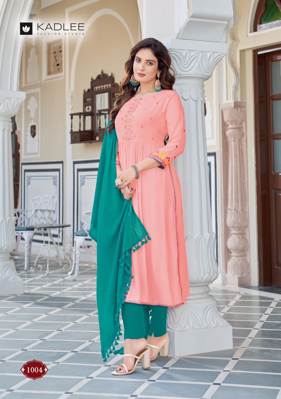 Feeza By Kadlee Rayon Naira Cut Kurti With Bottom Dupatta Wholesale Shop In Surat